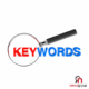 magnifying glass on the word "keywords"